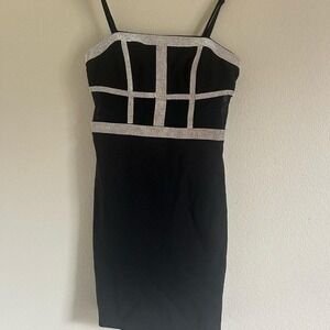 Black  mini dress with rhinestones Small‎